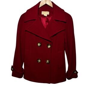 MICHAEL Michael Kors Coat Pea Red Wool Blend Short Lined Winter School Retro S